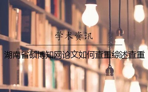 湖南省碩博學術論文如何查重？綜述查重嗎？